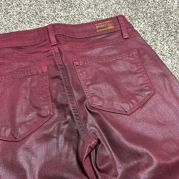 Paige verdugo ankle Shiraz silk coated skinny ankle jeans denim deep red wine - Picture 11 of 15